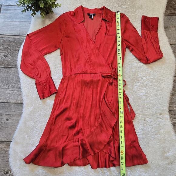 Paige Tulip Red Parisa Ruffle Romantic Wrap Dress, Size Small - Picture 4 of 12